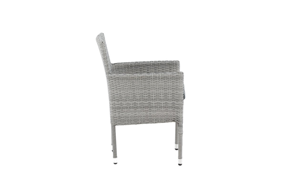 2er Set Gartenstuhl Isla - grauer Stuhl aus Aluminium und Rattan inklusive Sitzkissen