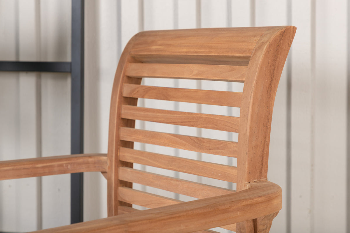 2er Set Gartenstuhl Tansania - aus massivem, poliertem Teakholz