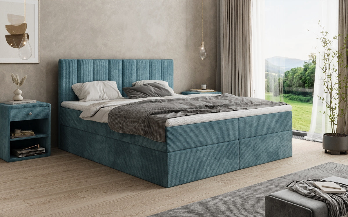 Boxspringbett Sofia in Cord mit Stauraum