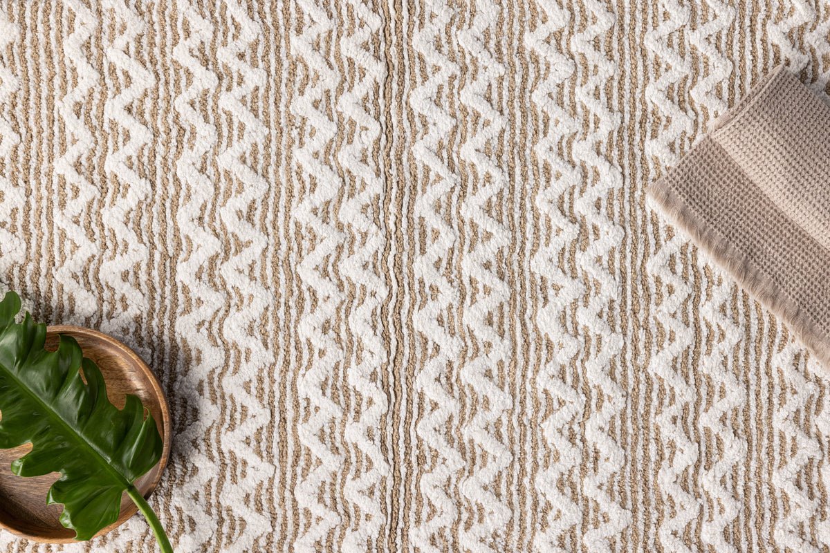 Kúpeľňová predložka Sanur - v bielo-béžovej kombinácii z mäkkej bavlny