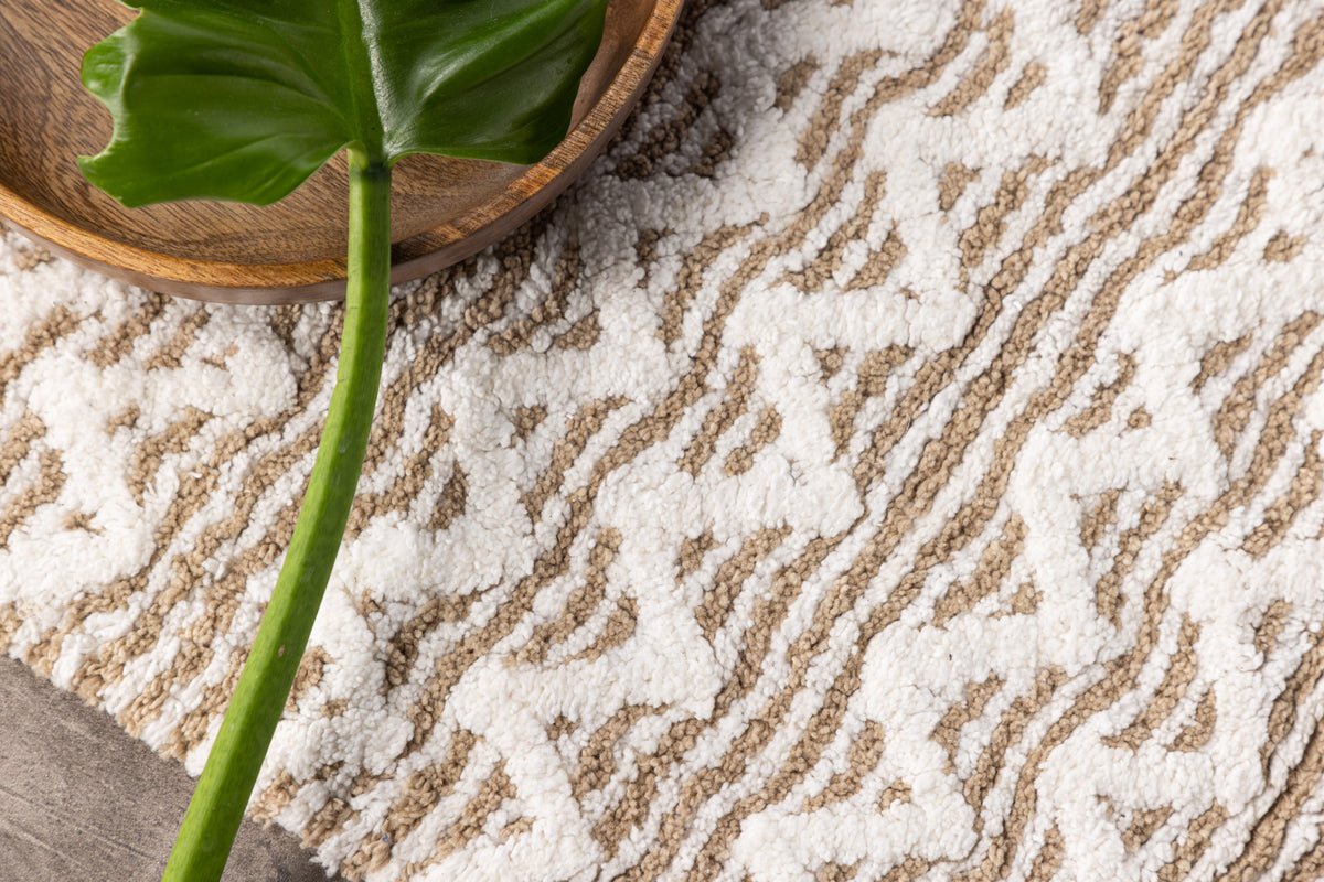 Kúpeľňová predložka Sanur - v bielo-béžovej kombinácii z mäkkej bavlny