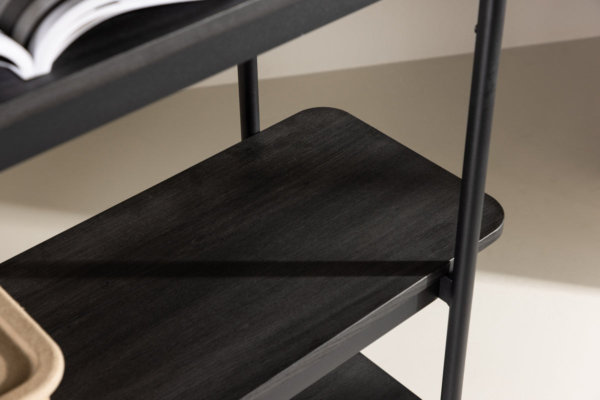 Regal Heim – vysoký stojaci regál v bielom umývaní s 5 policami