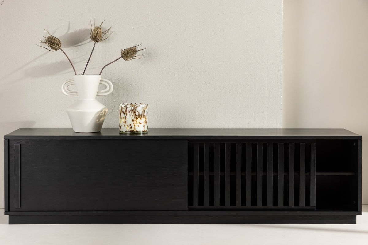 Dizajnový TV nízky stolík Valero 180 cm MDF – matný, s lamelovým čelom