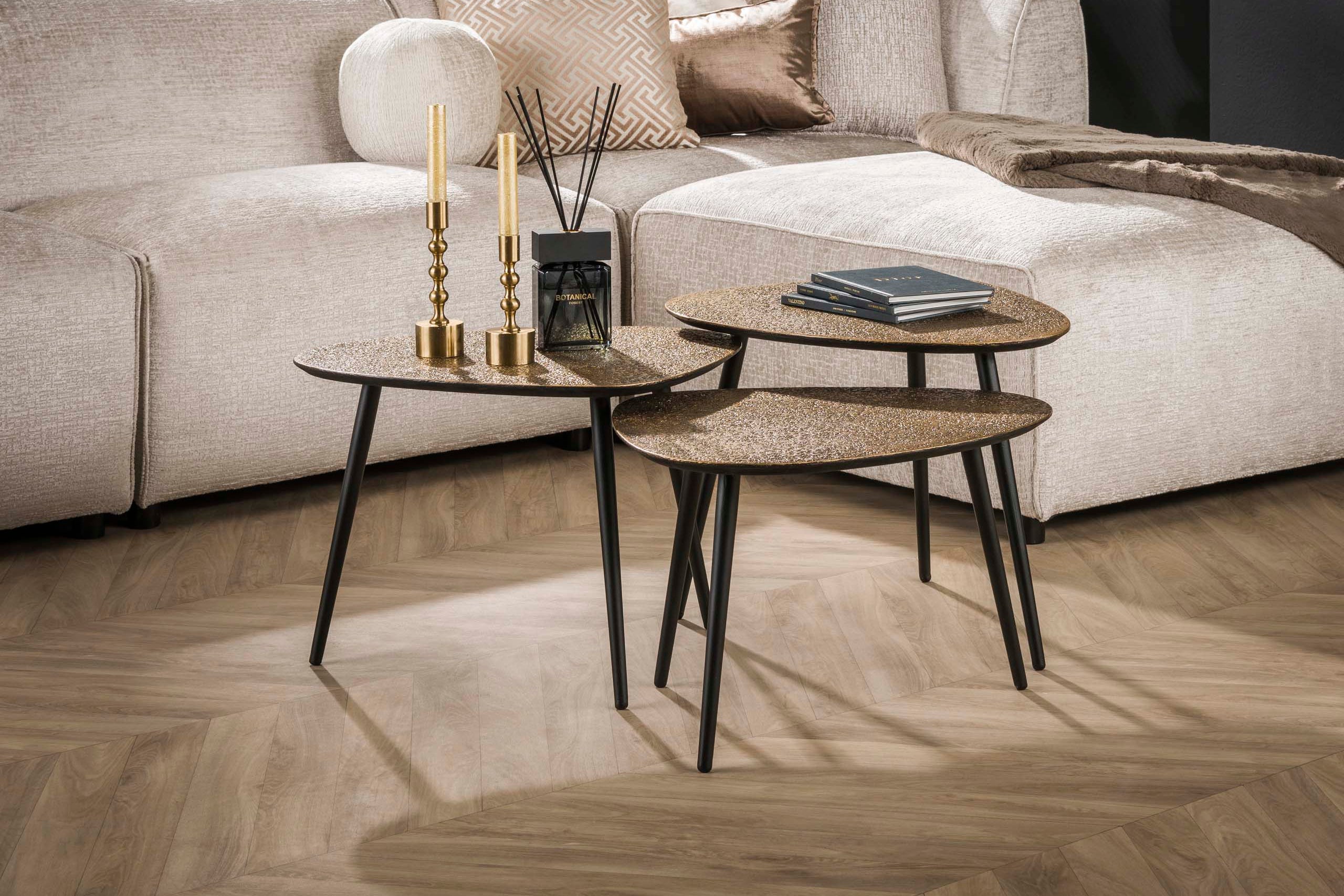 Couchtisch Umara - 3er Set in „Metallic“-Antikbronze/Gold im Dreieck-Design