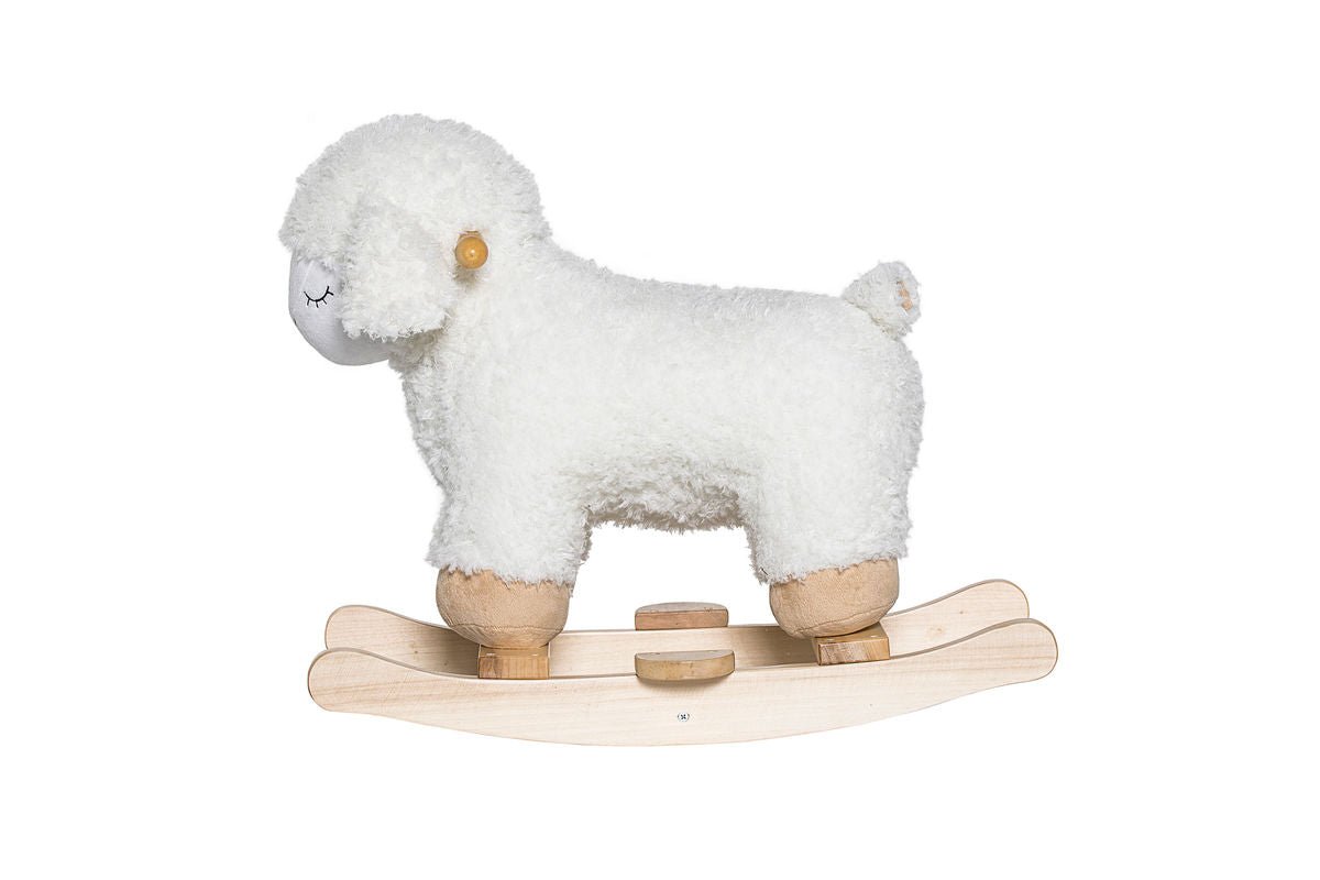 Schaukelspielzeug Salome – flauschiges Schaukeltier aus Holz für Babys & Kinder