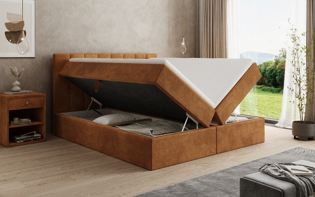 Boxspringbett Sofia in Cord mit Stauraum