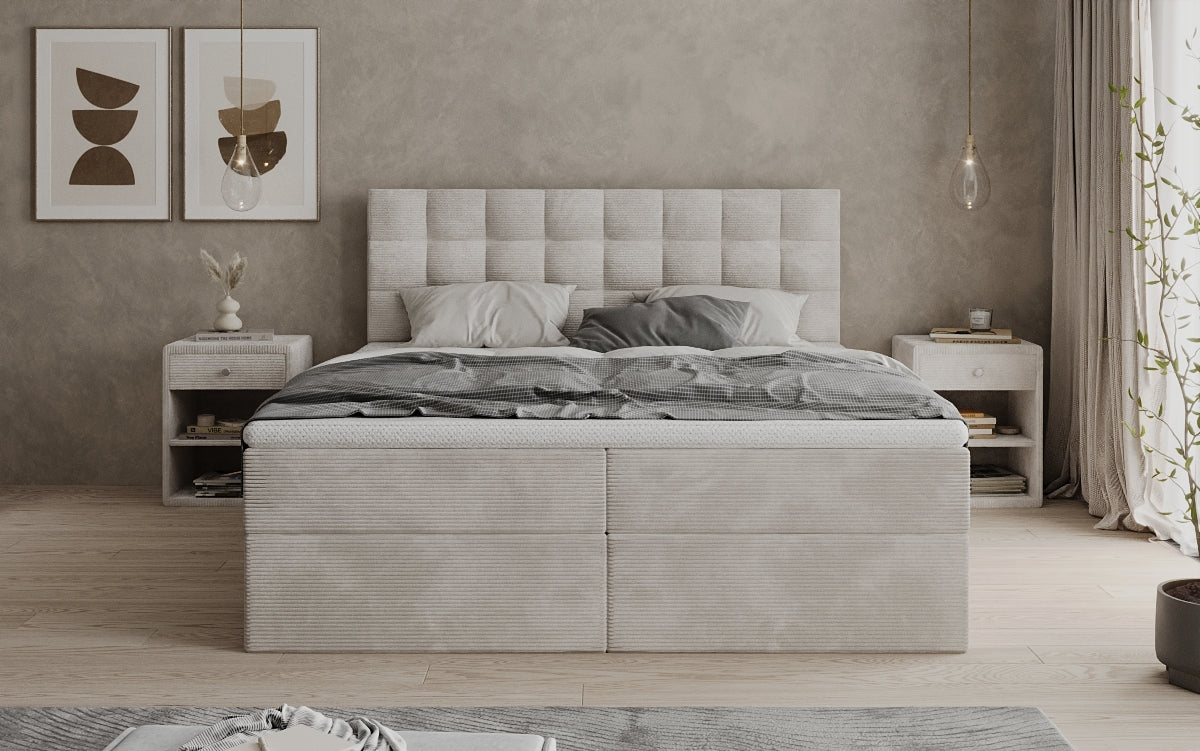 Boxspringbett Como in Cord mit Stauraum