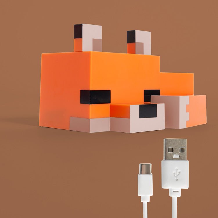 Minecraft LED stolná lampa „Fuchsbaby“ – s batériou a USB-C