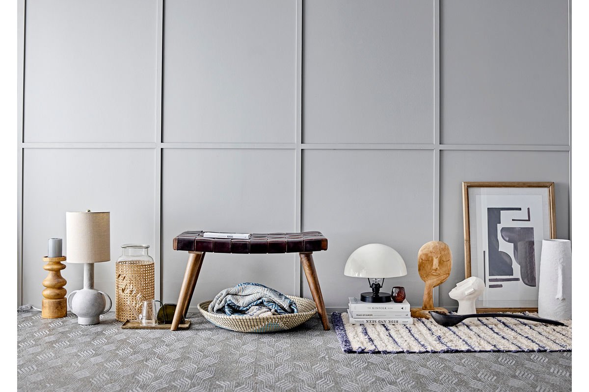 Überwurfdecke Lani  – Blau, aus recycelter Baumwolle