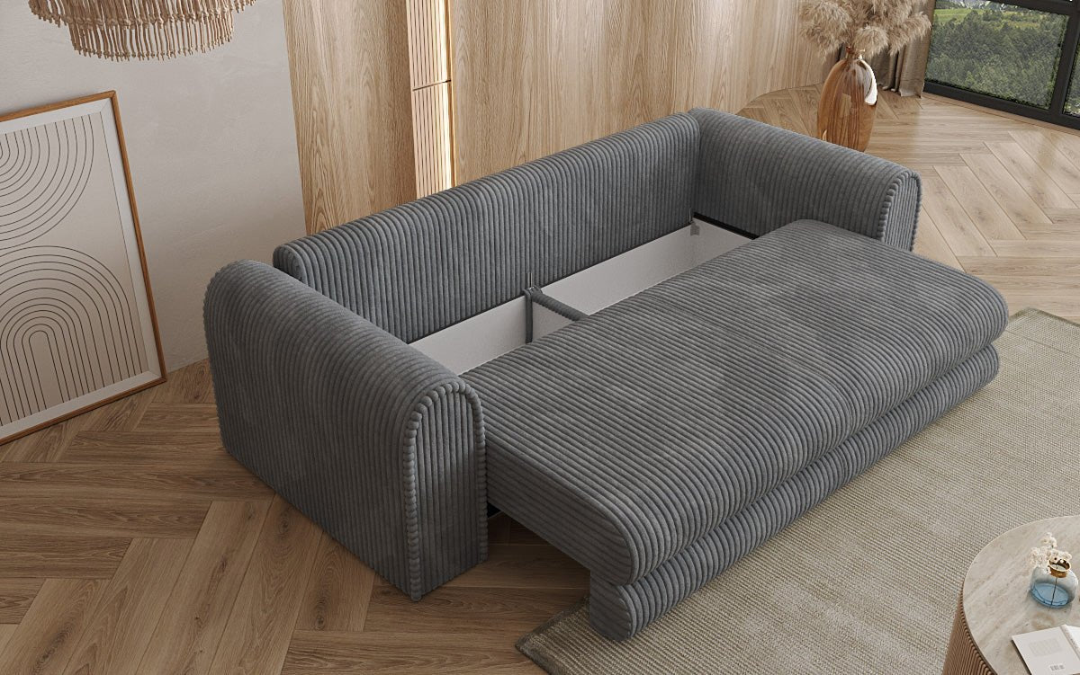 Dizajnová pohovka Lil Buddy 3-miestna s rozkladacou funkciou a úložným priestorom v širokom kordovom materiáli