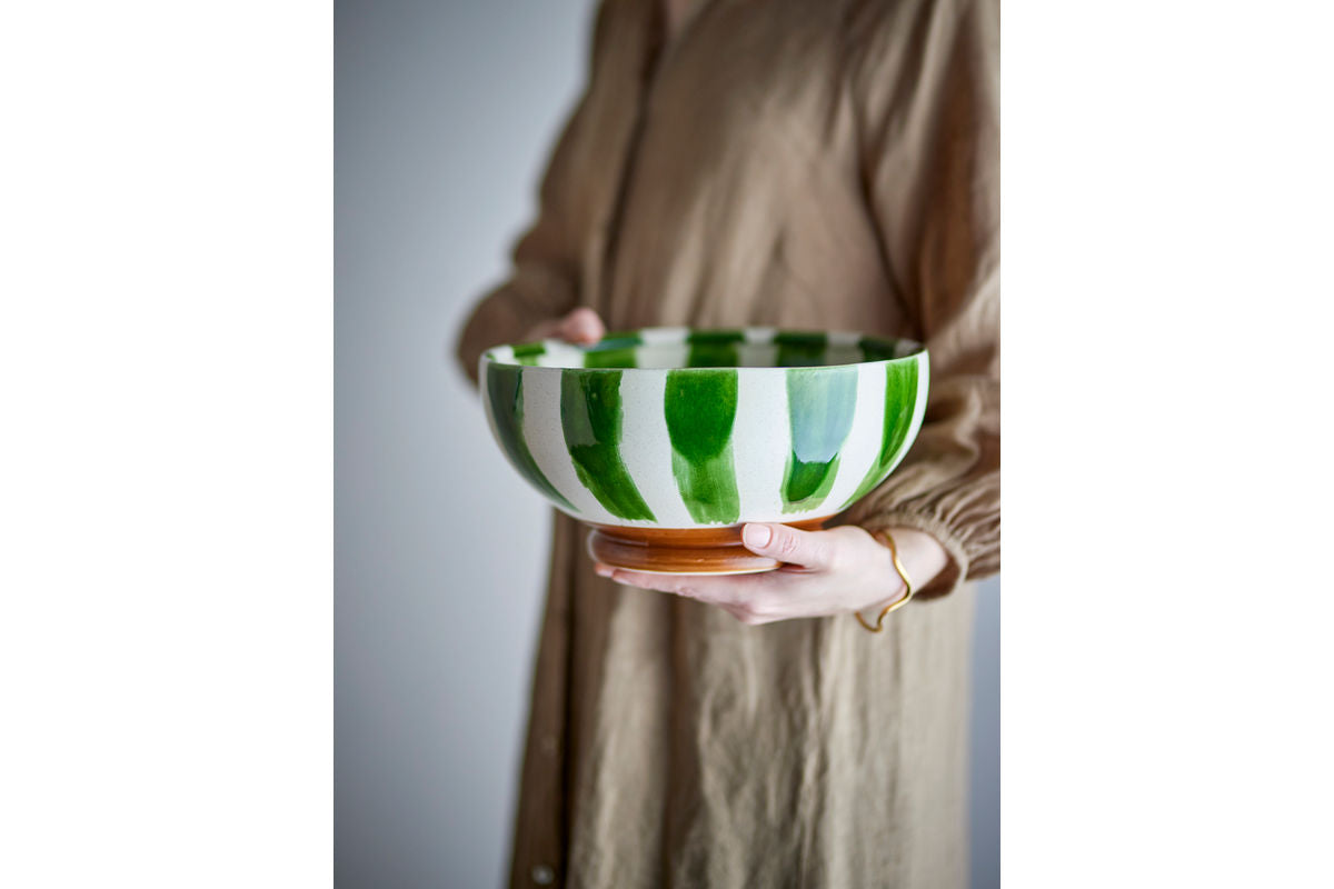 Miska Amara – ručne maľovaná kamenina s pruhovaným vzorom