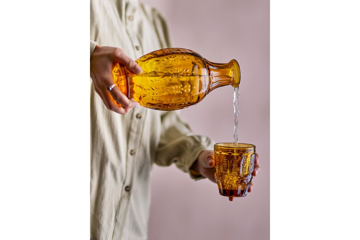 Súprava dekanter a pohárov Lior – sklo v teplom jantárovom odtieni