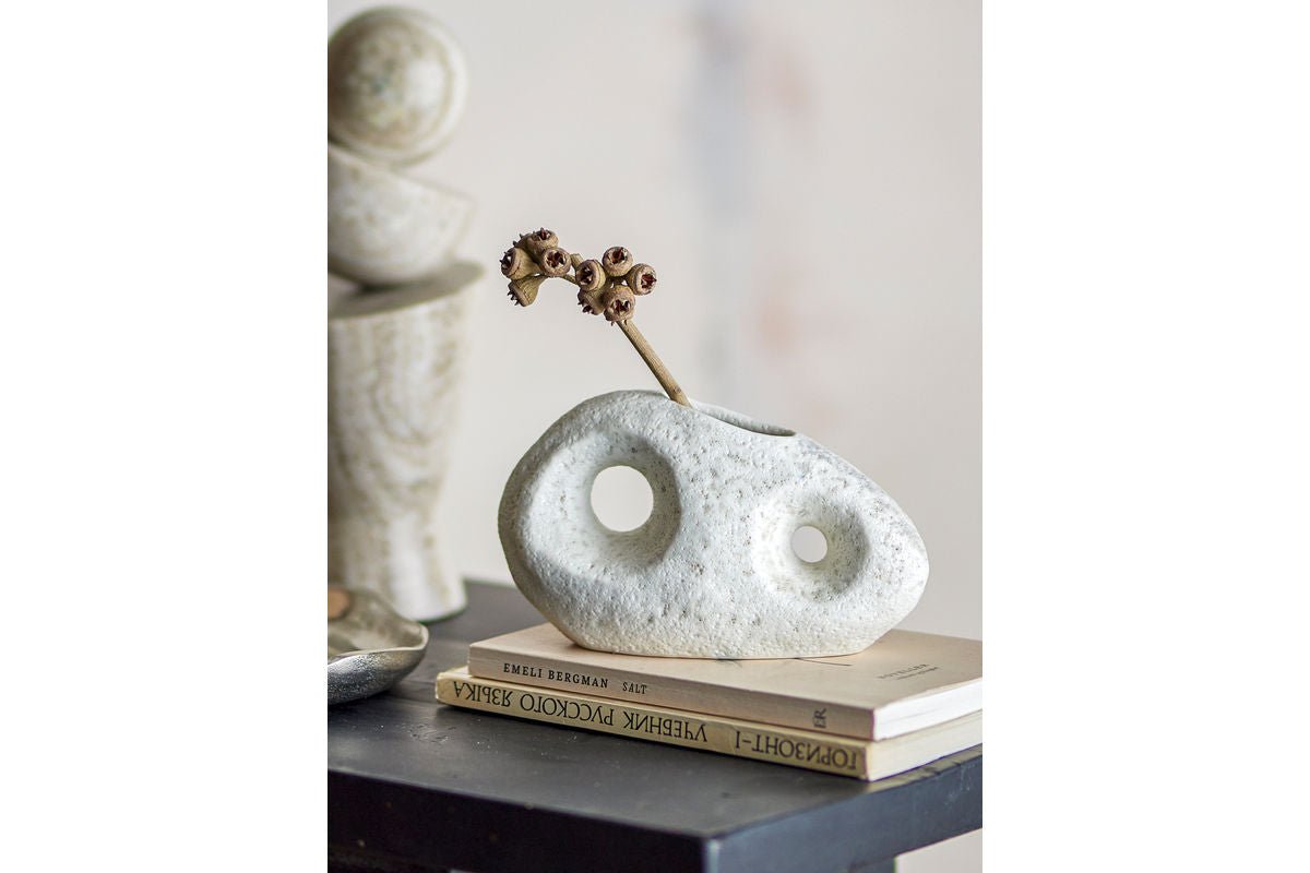 Váza Zola - Bielá, z kameniny, široká