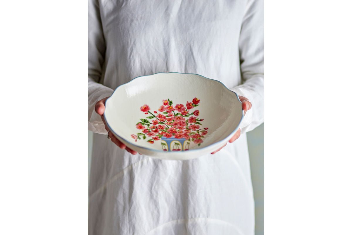 Schale Avenza – weiß Steingut mit Blumen