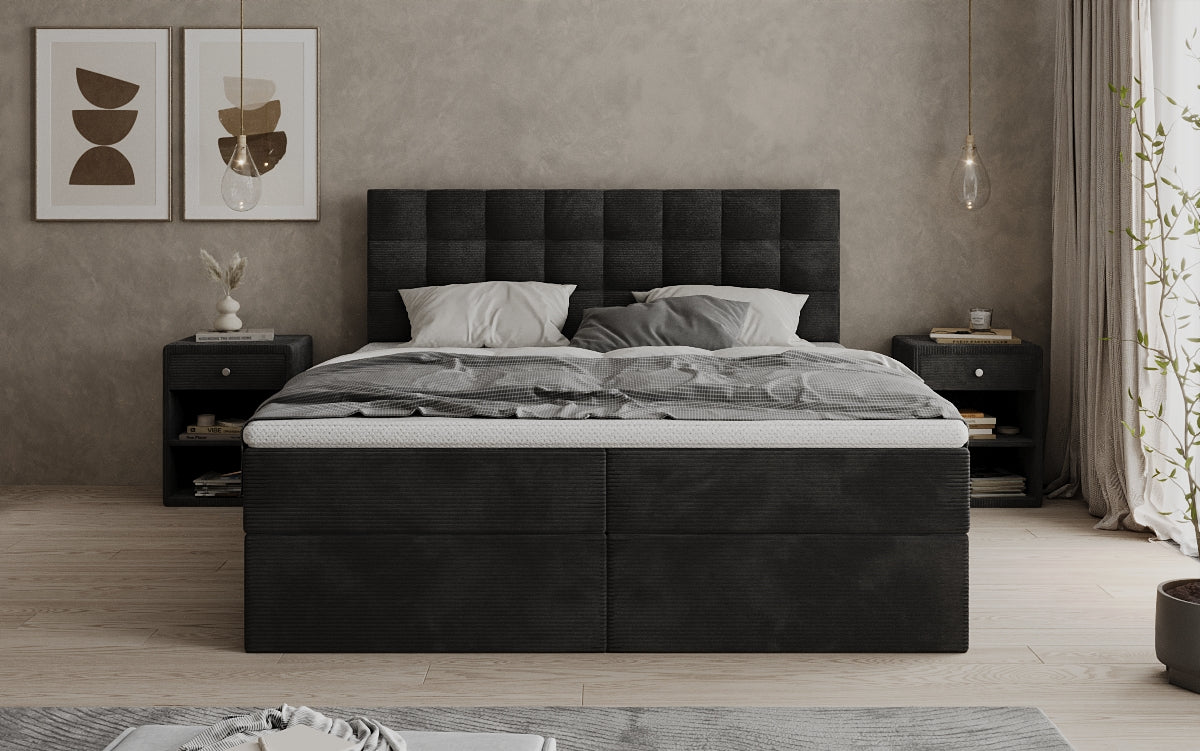 Boxspringbett Como in Cord mit Stauraum