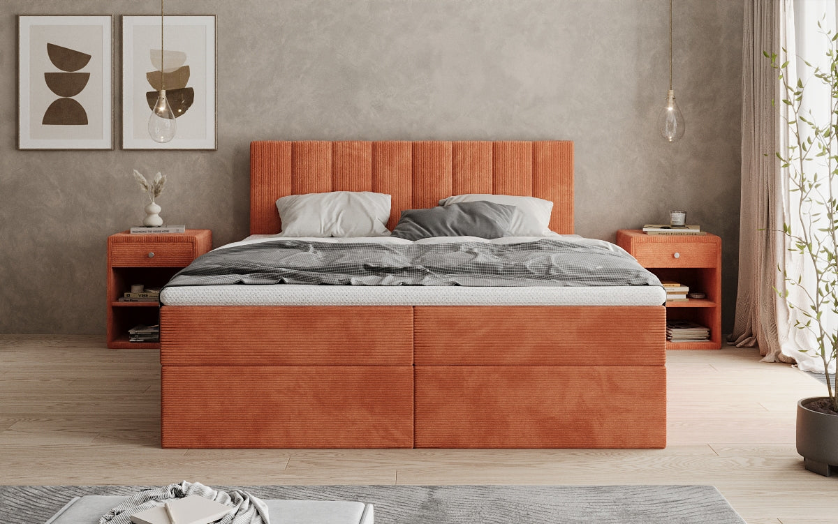 Boxspringbett Sofia in Cord mit Stauraum