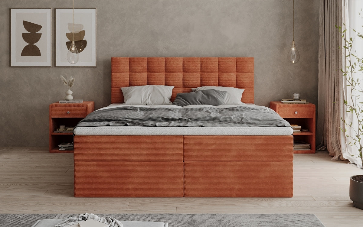 Boxspringbett Como in Cord mit Stauraum