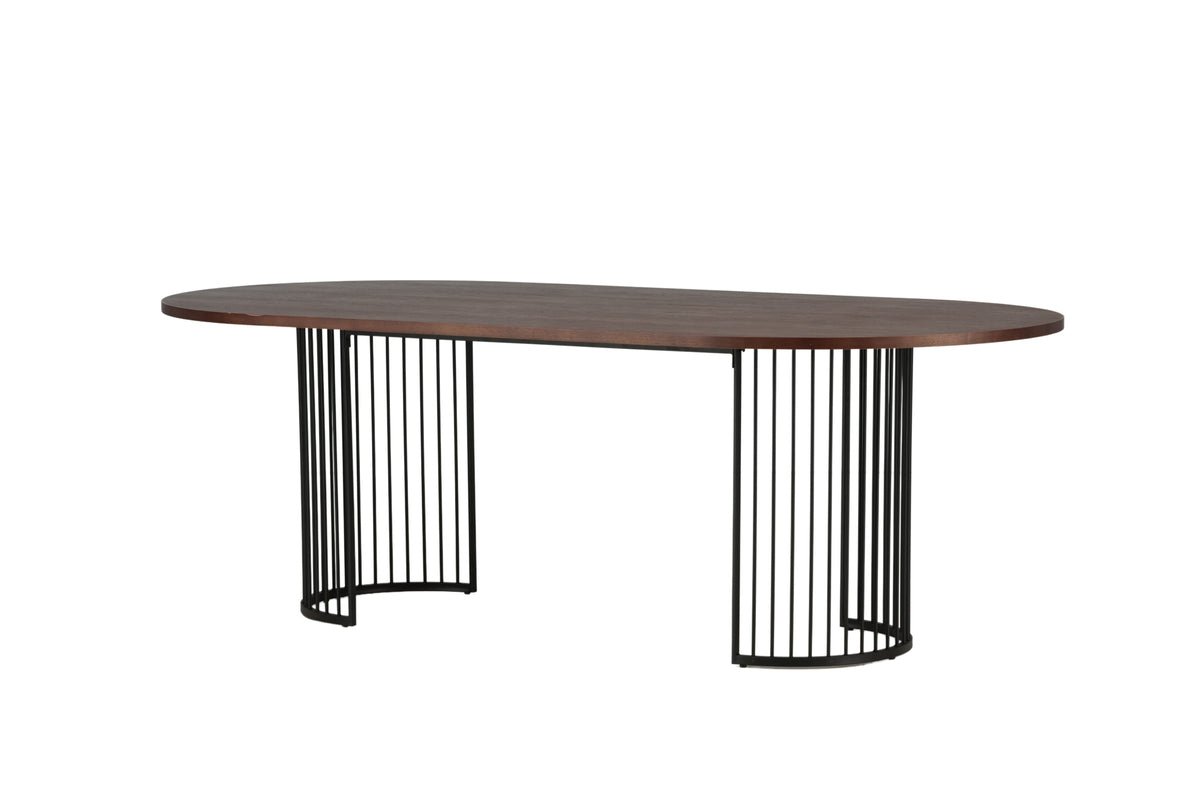 Jedálenský stôl Manolo - oválny jedálenský stôl s doskou v Czarny a orechovom prevedení