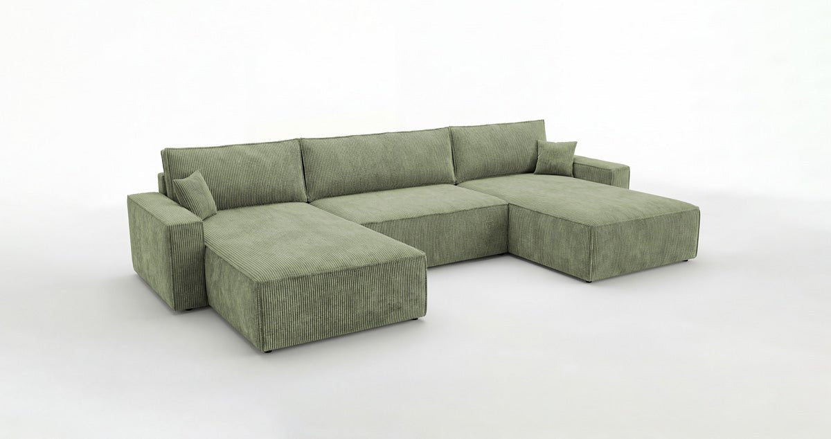 Designer Sofa Vienna U mit Schlaffunktion und Stauraum in Cord