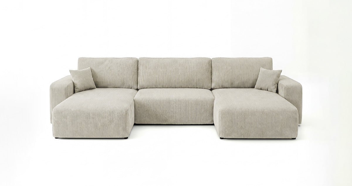 Designer Sofa Noma U mit Schlaffunktion und Stauraum in Cord
