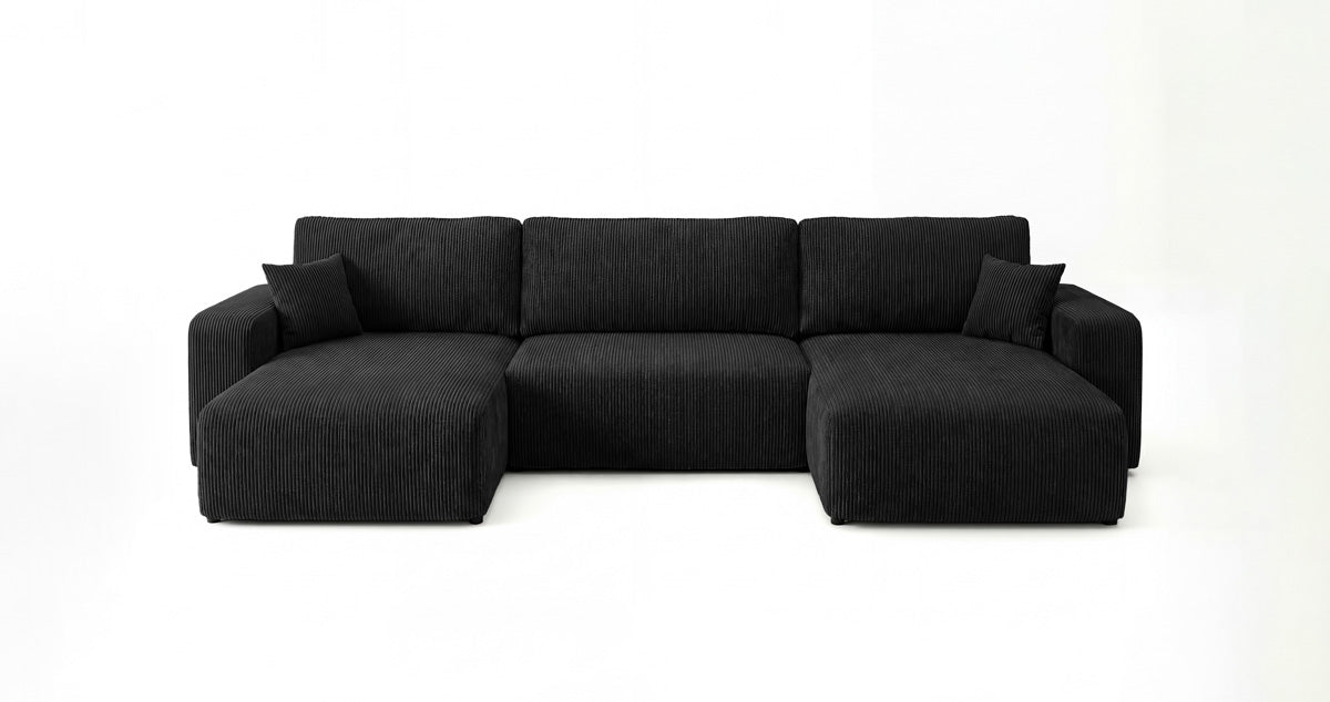 Designer Sofa Noma U mit Schlaffunktion und Stauraum in Cord