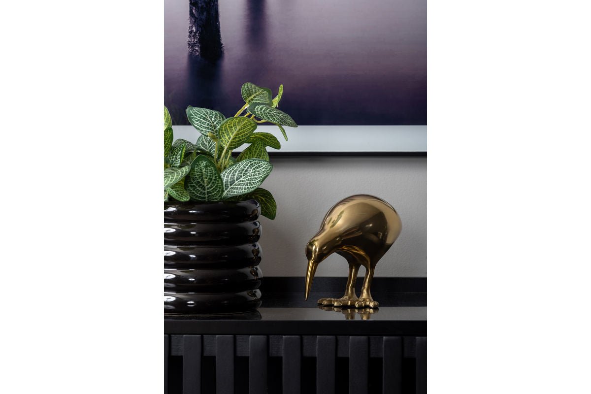 Socha „Kiwi Bird“ – kov v zlatej optike