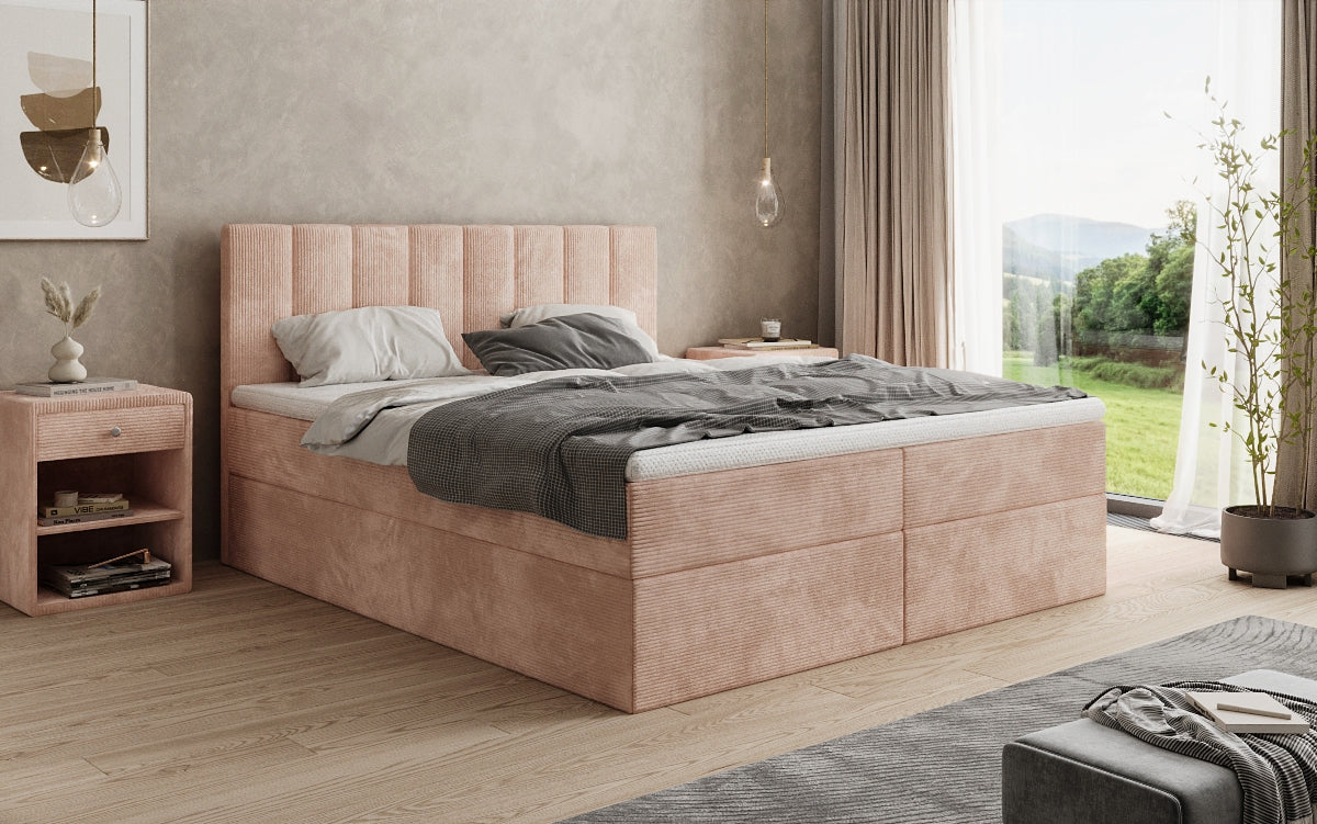 Boxspringbett Sofia in Cord mit Stauraum