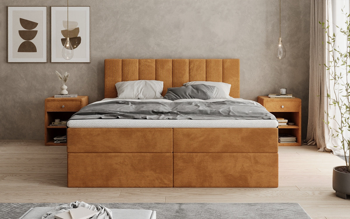 Boxspringbett Sofia in Cord mit Stauraum