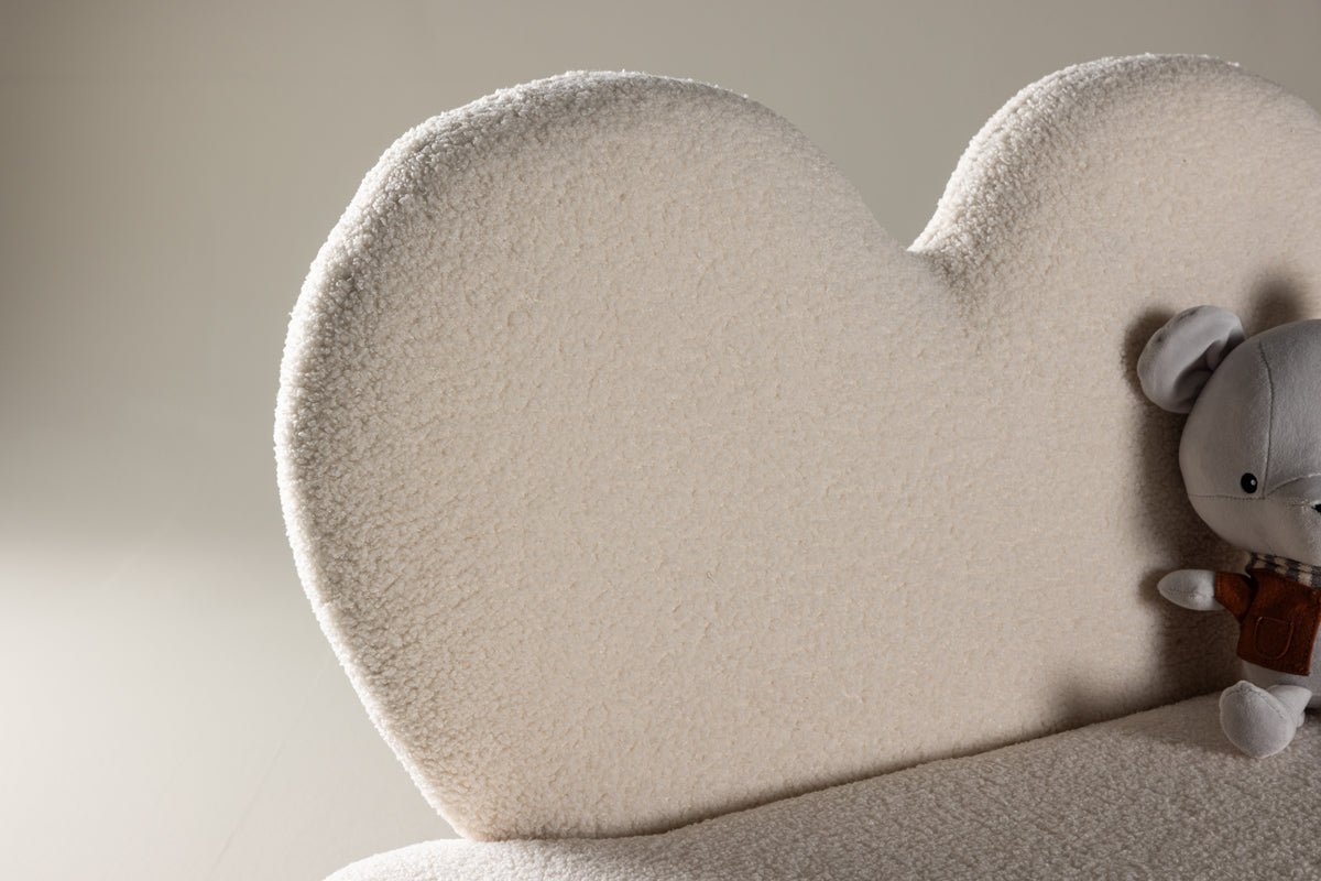 Detská pohovka Miela – srdcovitá dvojmiestna v Bielá s plyšovým poťahom