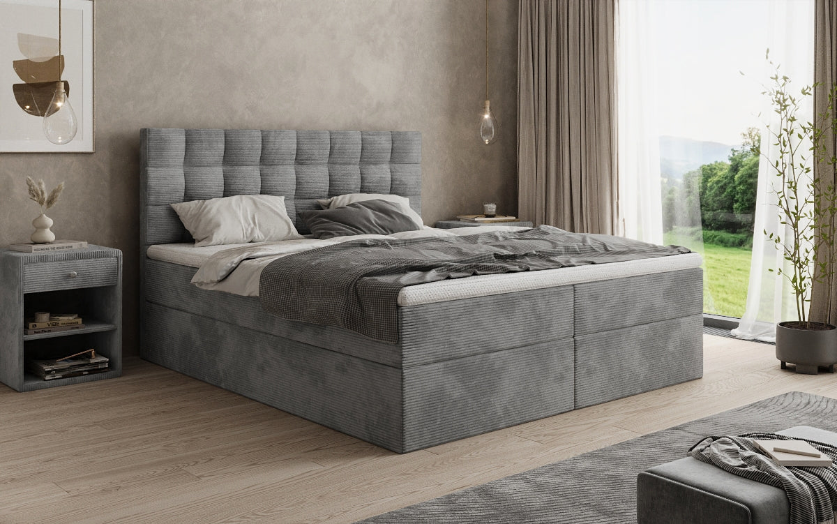 Boxspringbett Como in Cord mit Stauraum