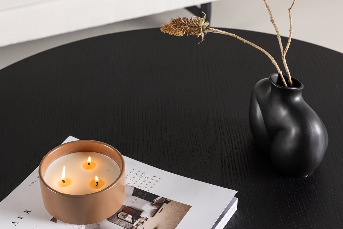 Konferenčný stolík Navaro Big - okrúhly stolík v drevenom vzhľade