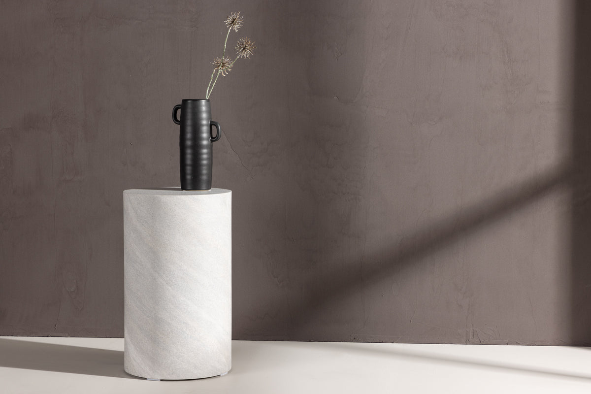 Konferenčný stolík/prístavný stolík Marlo - valcový tvar v sivej farbe