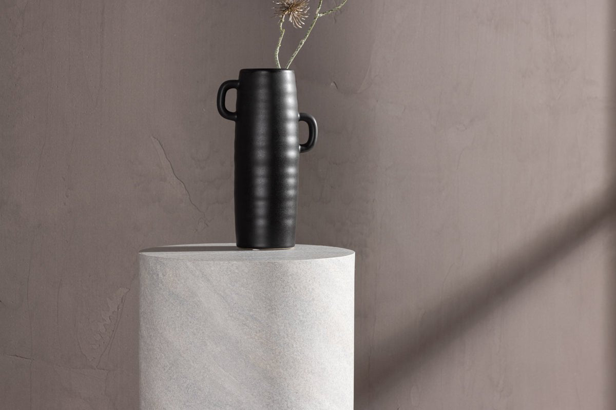 Konferenčný stolík/prístavný stolík Marlo - valcový tvar v sivej farbe