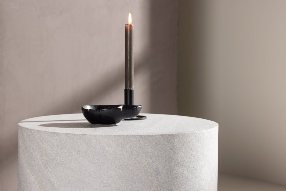 Konferenčný stolík/prístavný stolík Marlo - valcový tvar v sivej farbe