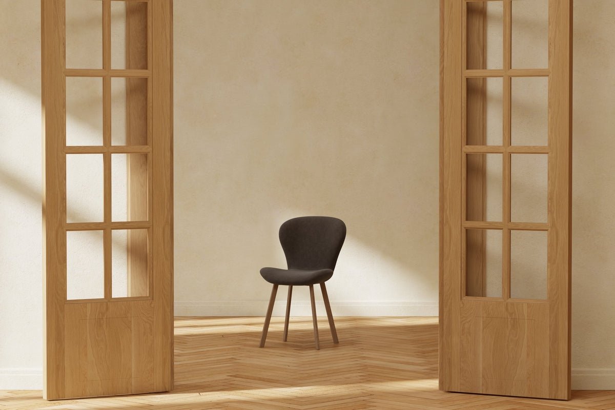 Sada 2 ks - jedálenská stolička Elli v hnedej farbe s kovovými nohami