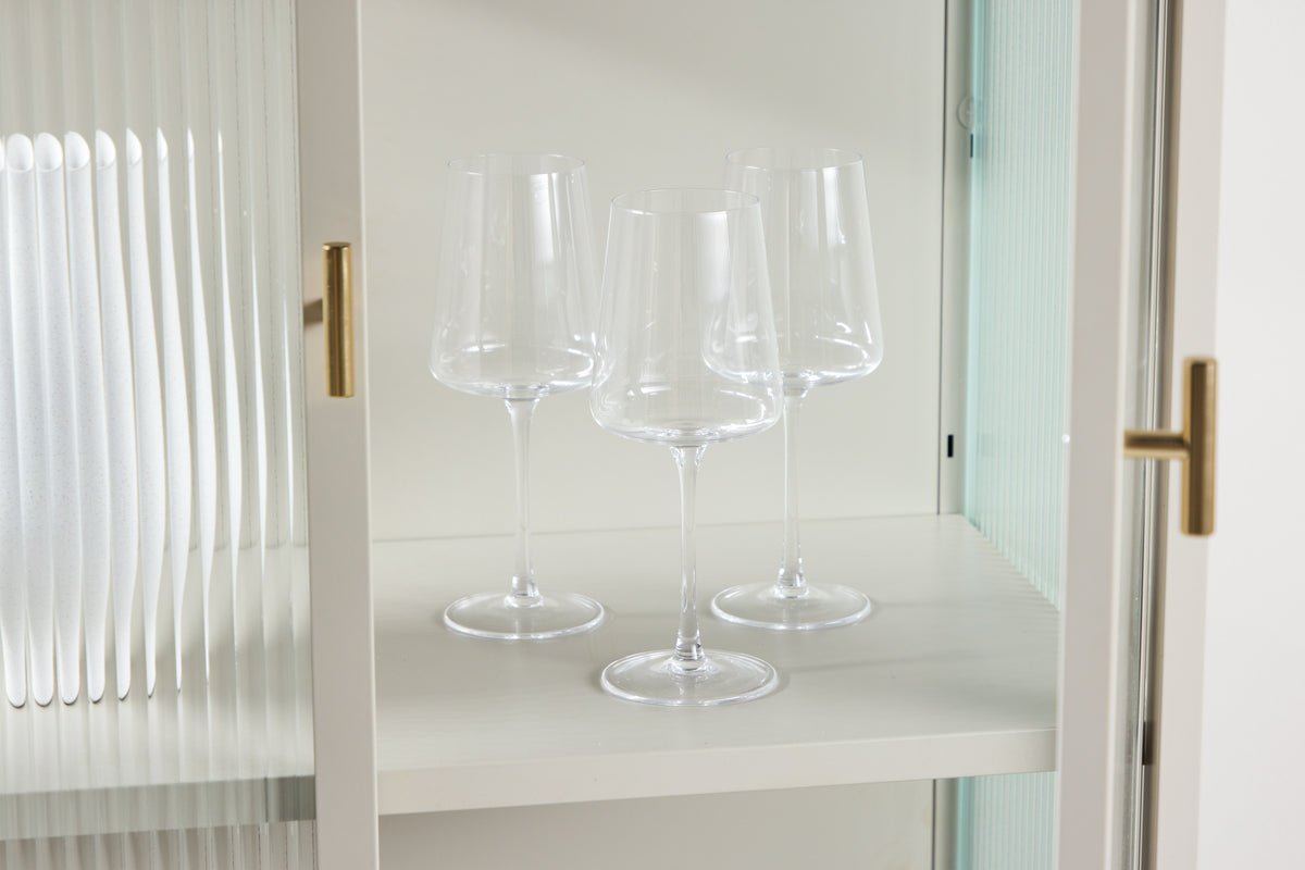 Kommode/Vitrine Lenora – Beige, Modern-Classy mit Retro-Akzent