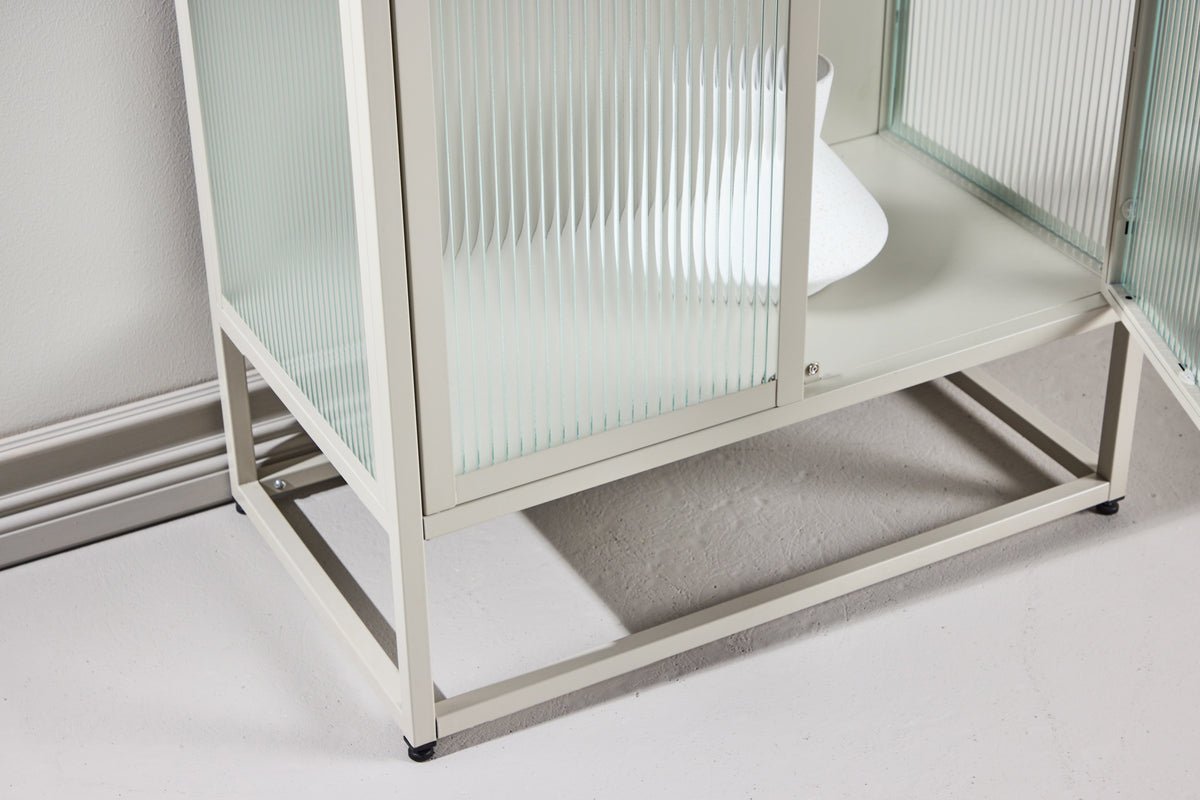 Kommode/Vitrine Lenora – Beige, Modern-Classy mit Retro-Akzent