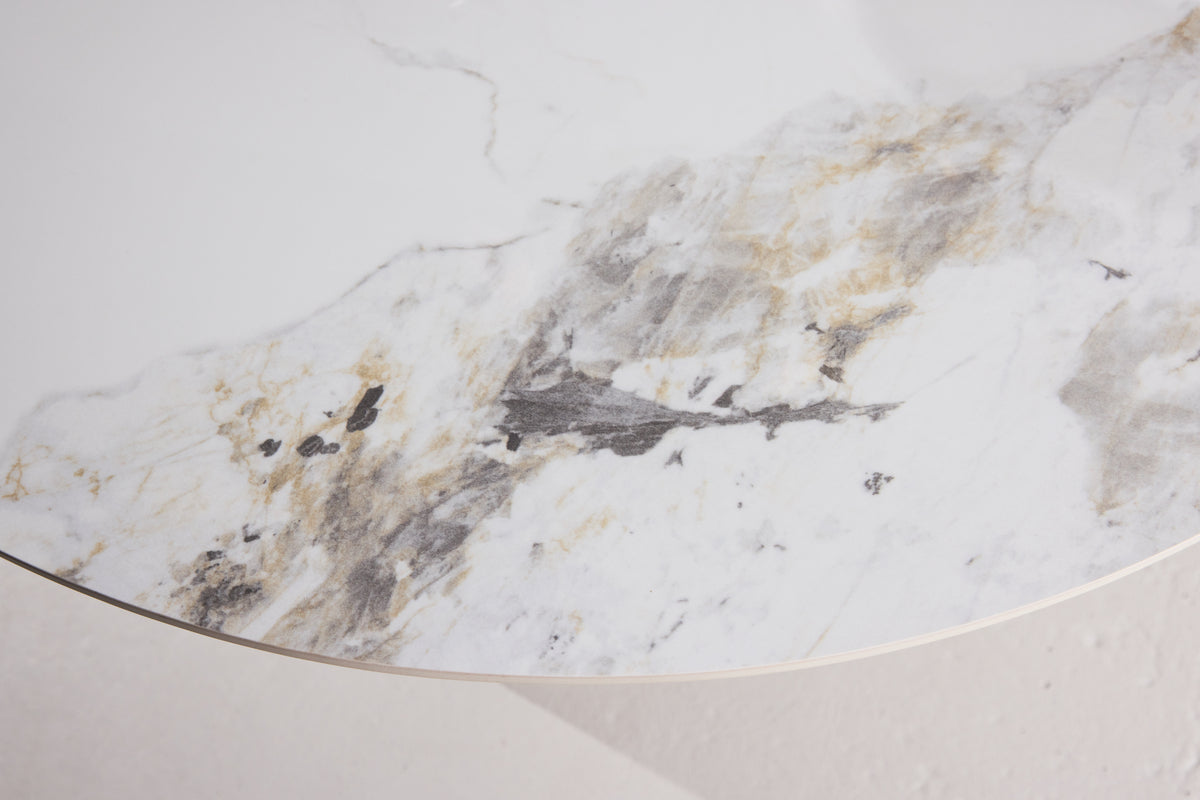 Jedálenský stôl Maris - z spečeného kameňa v béžovej mramorovej optike