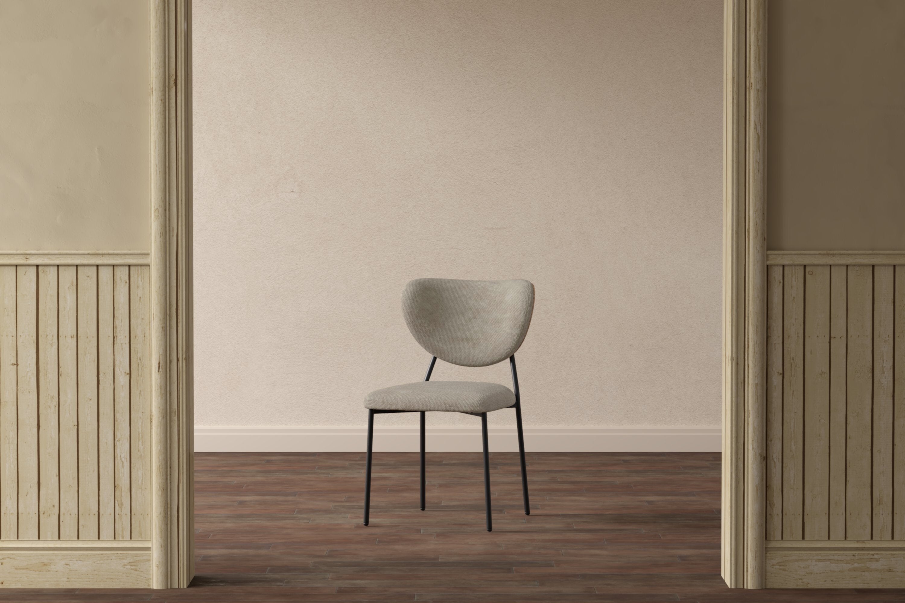 2er Set - Stuhl Norela mit beigem Samtstoff