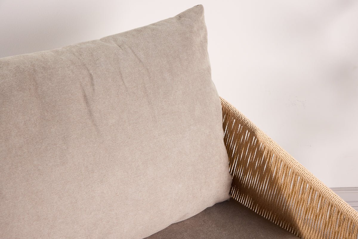 Sessel Jupiter - in Beige mit Leinenstruktur