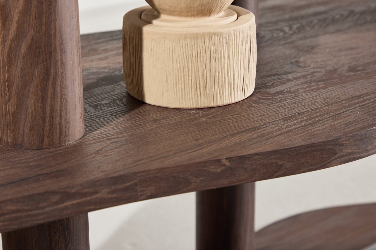 Regal Aureo – 3-poschodový regál v odtieni moka s vlnitým tvarom