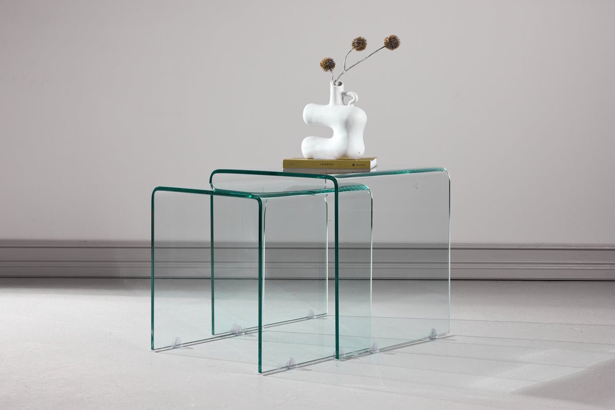 Sada konferenčný stolík/príručný stolík Lumea – 2 stolíky z číreho skla