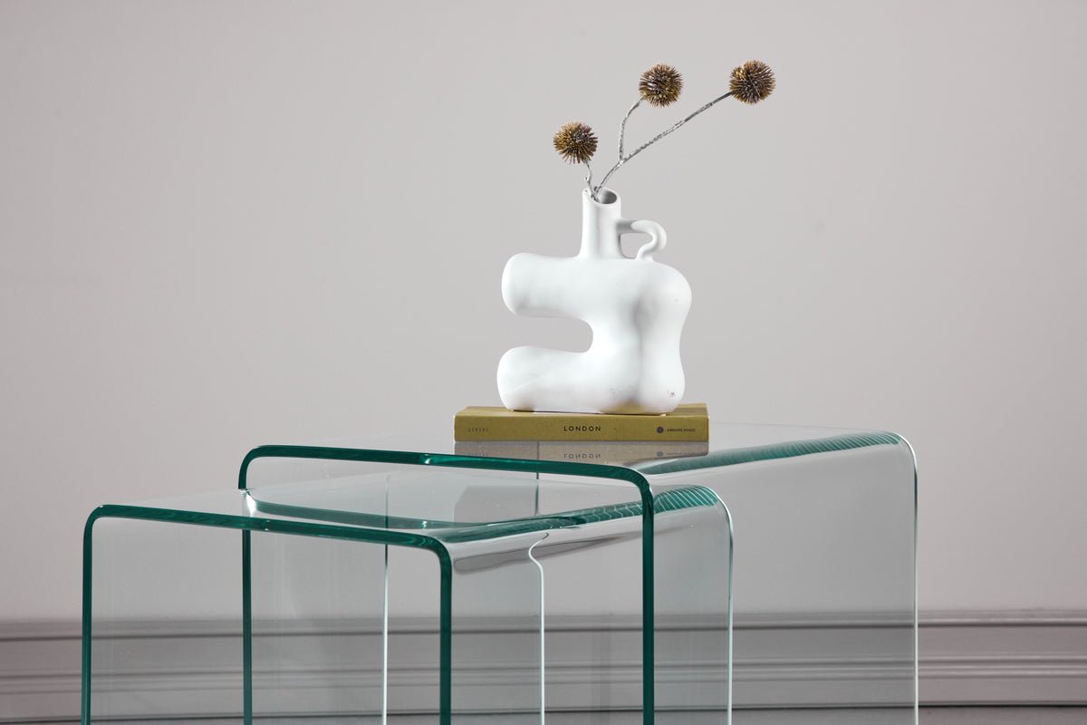 Sada konferenčný stolík/príručný stolík Lumea – 2 stolíky z číreho skla