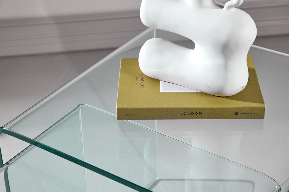 Sada konferenčný stolík/príručný stolík Lumea – 2 stolíky z číreho skla