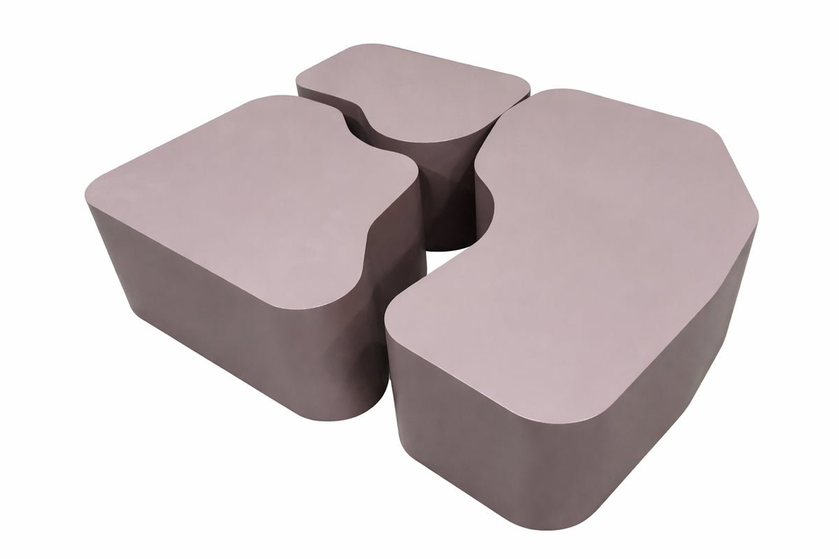 Konferenčný stolík Estaro - 3-dielna súprava v hnedej farbe