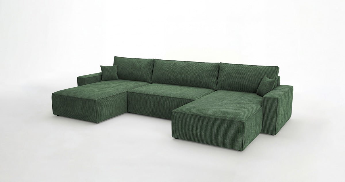 Designer Sofa Vienna U mit Schlaffunktion und Stauraum in Cord