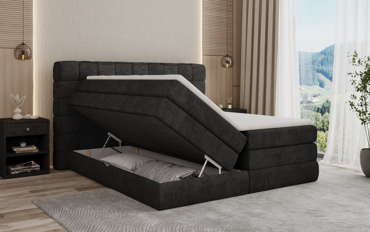 Boxspringbett Trama mit Stauraum in Stoff
