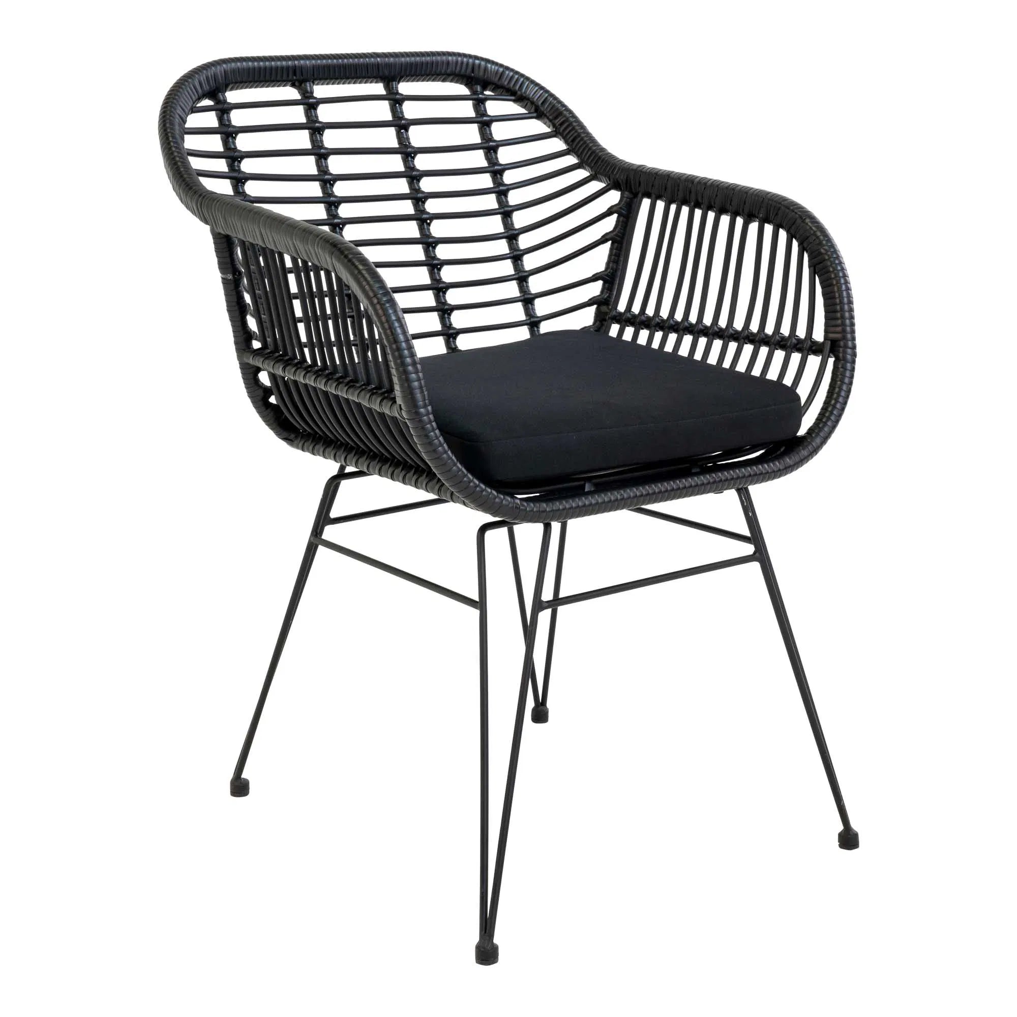 2er Set - Gartenstuhl Firenze Schwarz aus Stahl/Polyrattan