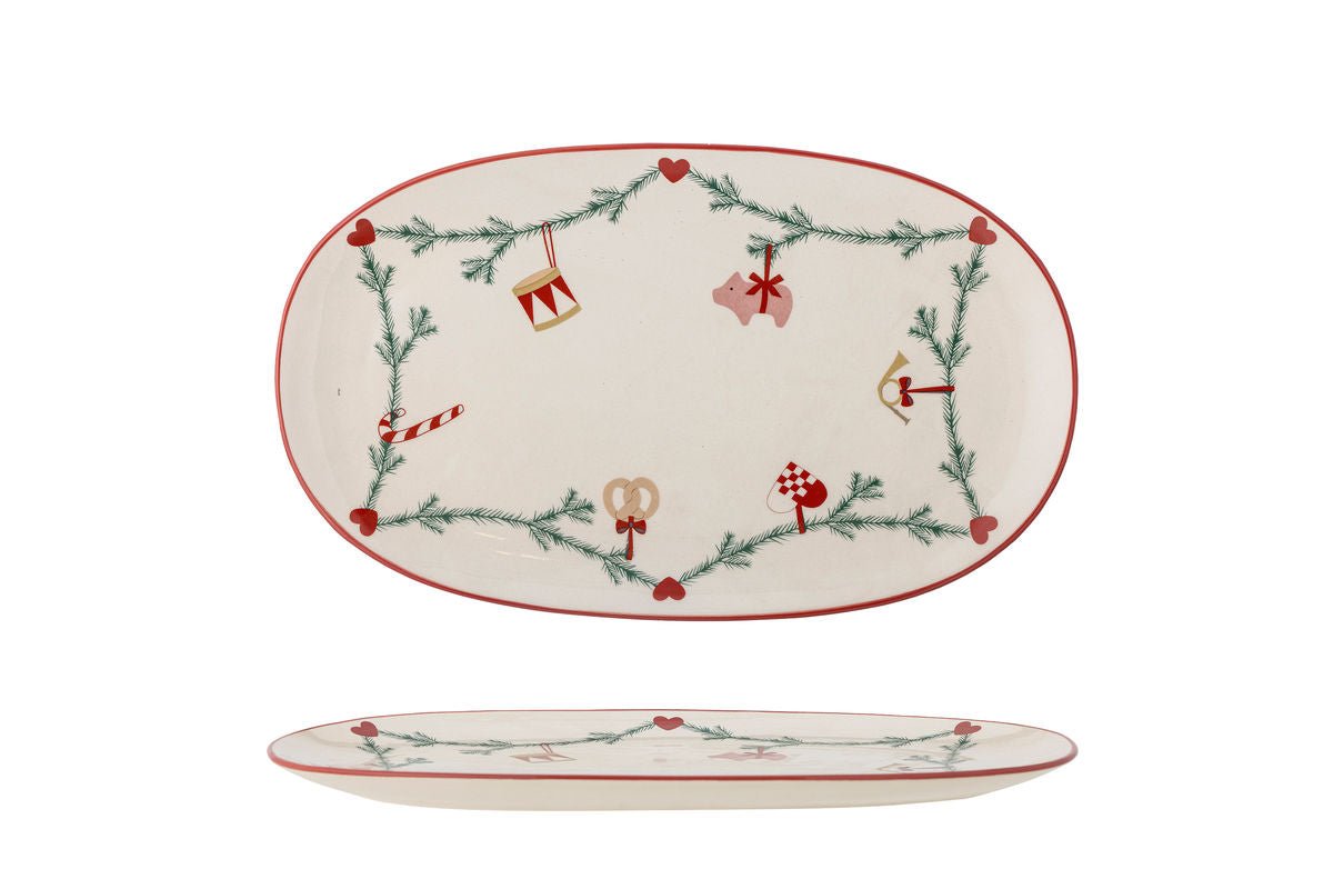 Servírovací tanier Sasha – kamenina s vianočnou dekoráciou