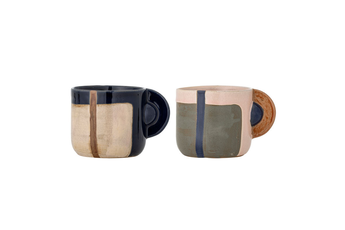 Súprava šálok Calida – geometrický dizajn s reaktívnou glazúrou (sada 2 ks)